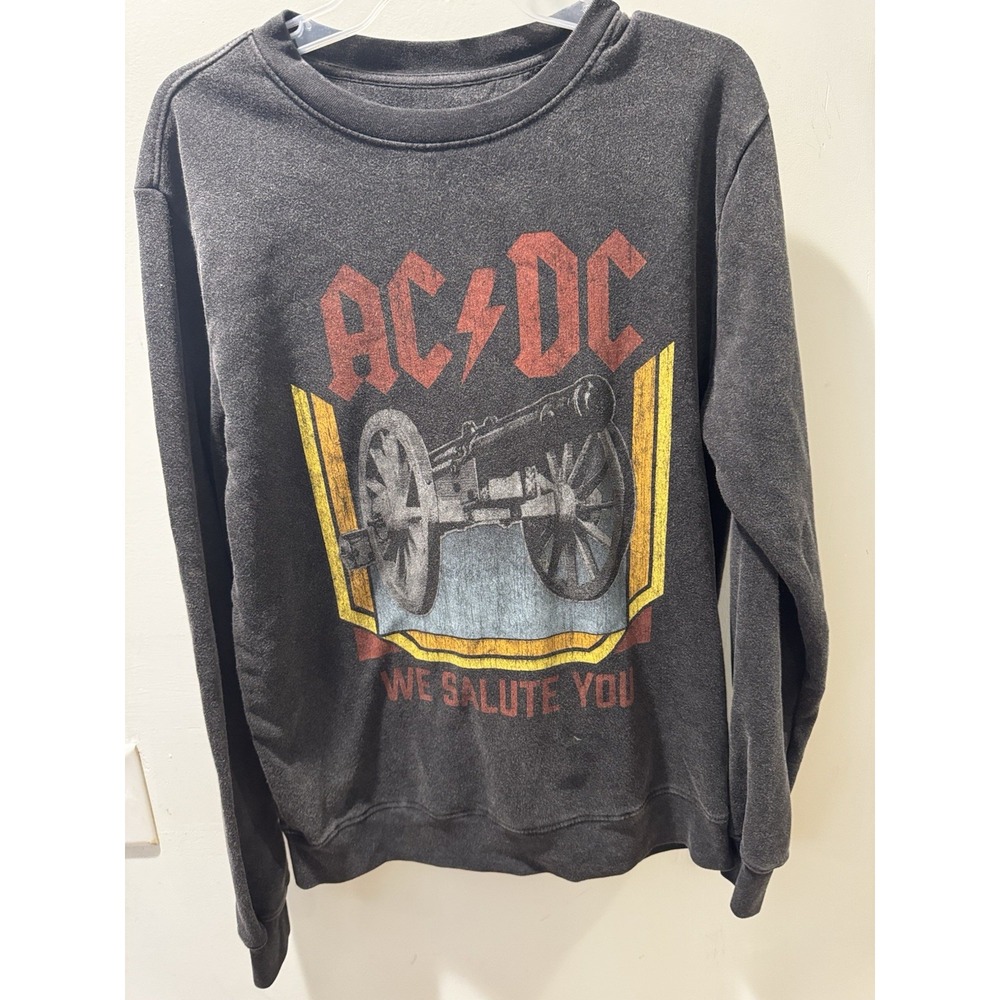 AC/DC Sweatshirt (Mens Small - Black) We Salute You Music Rock Sweat Shirt